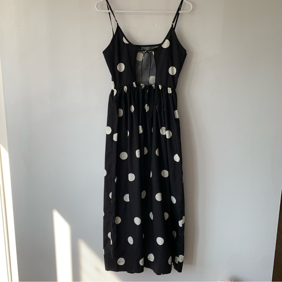NWT Ciao Lucia Neroni Polka Dot Bow Ribbon Cotton Poplin Open Back Maxi Dress - Picture 12 of 16